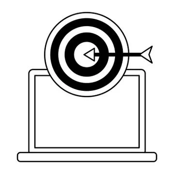 Laptop computer business with target Stock Illustration