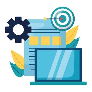 Laptop computer business with target Stock Illustration