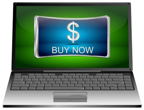 Laptop computer with Buy now Button Stock Illustration