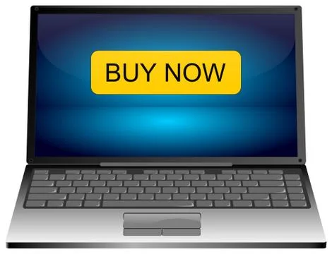 Laptop Computer with Buy now Button - 3D illustration Stock Illustration