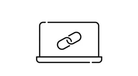 Laptop computer with chain link URL symbol Illustration