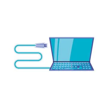 Laptop computer with charger cable Illustrazione stock