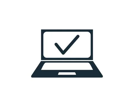 Laptop, Computer Check Mark Icon Vector Logo Template Illustration Design Stock Illustration