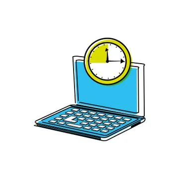 Laptop computer with chronometer 스톡 일러스트