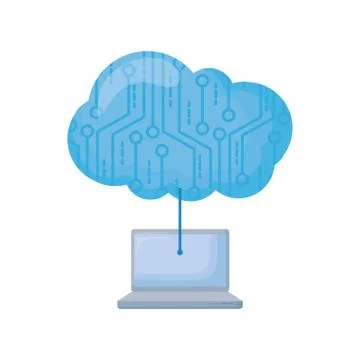 Laptop computer with circuit cloud 스톡 일러스트
