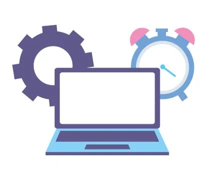 Laptop computer clock イラスト素材