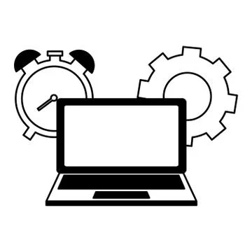 Laptop computer clock Stock Illustration