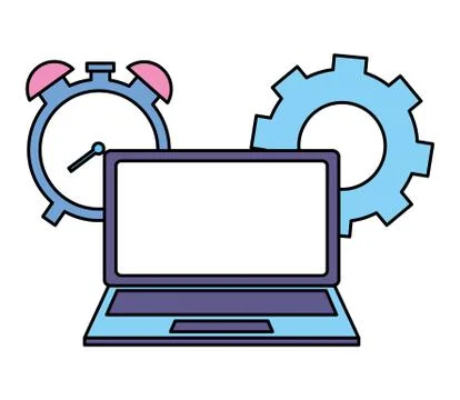 Laptop computer clock イラスト素材