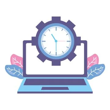 Laptop computer clock Stock Illustration
