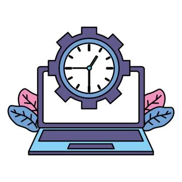 Laptop computer clock イラスト素材