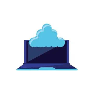 Laptop computer with cloud computing 스톡 일러스트