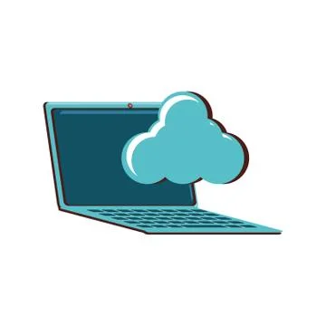 Laptop computer with cloud computing 스톡 일러스트