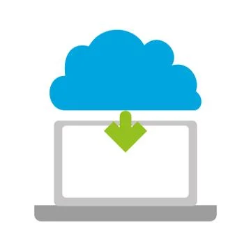 Laptop computer with cloud computing Illustrazione stock