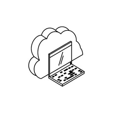 Laptop computer with cloud computing Illustrazione stock