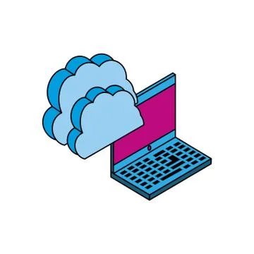 Laptop computer with cloud computing イラスト素材