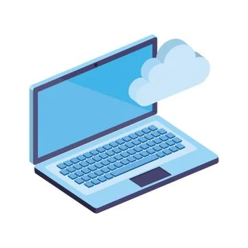 Laptop computer with cloud computing Stock Illustration
