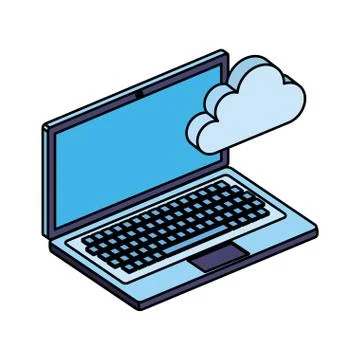 Laptop computer with cloud computing Illustrazione stock