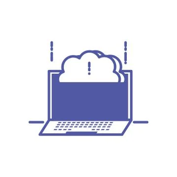 Laptop computer with cloud computing 스톡 일러스트
