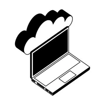 Laptop computer with cloud computing isometric icon Stock Illustration
