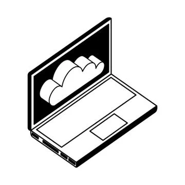 Laptop computer with cloud computing isometric icon Stock Illustration