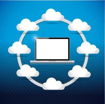 Laptop computer cloud computing network イラスト素材
