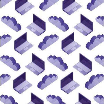 Laptop computer cloud storage data pattern Illustrazione stock