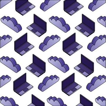 Laptop computer cloud storage data pattern Stock Illustration