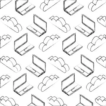 Laptop computer cloud storage data pattern Illustrazione stock