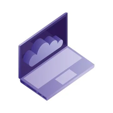 Laptop computer cloud storage network data Stock Illustration