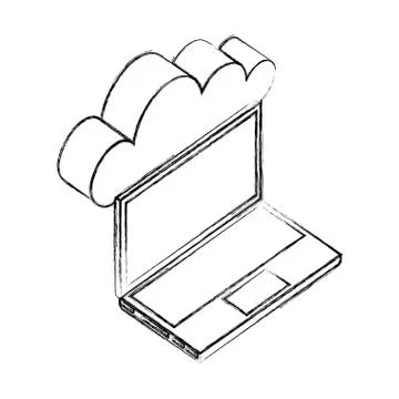 Laptop computer cloud storage network data 스톡 일러스트