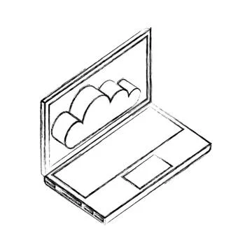 Laptop computer cloud storage network data Illustrazione stock