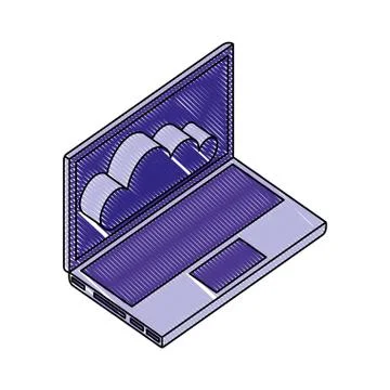 Laptop computer cloud storage network data Stock Illustration
