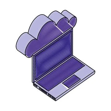 Laptop computer cloud storage network data Illustrazione stock