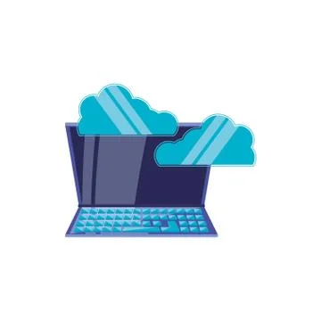 Laptop computer with clouds computing 库存插图