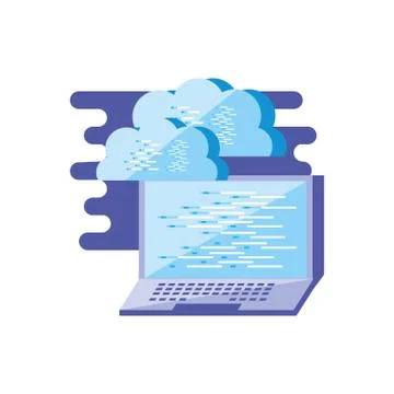 Laptop computer with clouds computing Stock Illustration