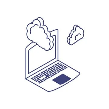 Laptop computer with clouds futuristic technology Stockillustratie