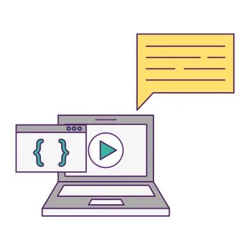 Laptop computer coding development program Illustrazione stock