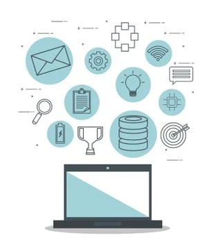 Laptop computer with connectivity 5g tech Stock Illustration