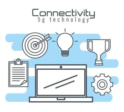 Laptop computer with connectivity 5g tech Illustrazione stock