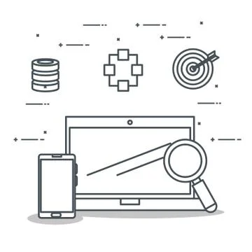 Laptop computer with connectivity 5g tech Stock Illustration