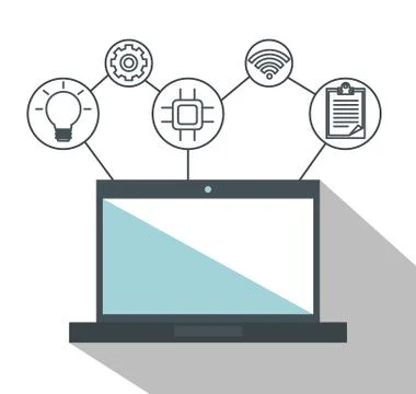Laptop computer with connectivity 5g tech Stock Illustration