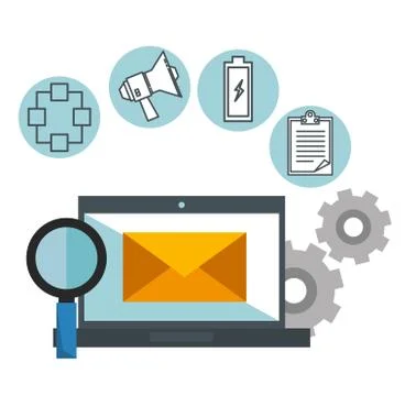 Laptop computer with connectivity 5g tech Stock Illustration