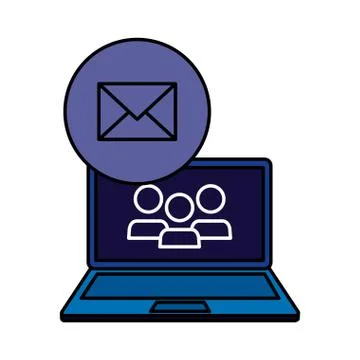 Laptop computer with contacts and envelope email Stock Illustration