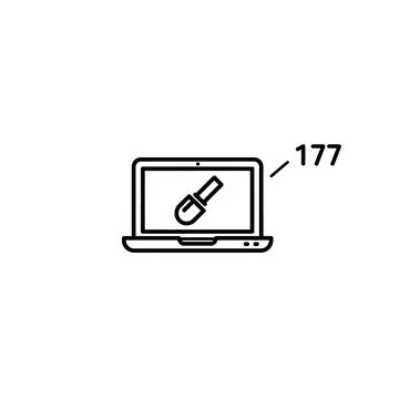 Laptop computer with creative tool icon and numeric label Illustrazione stock