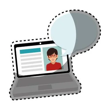 Laptop computer with curriculum vitae document icon Illustrazione stock