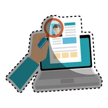 Laptop computer with curriculum vitae document icon Stock Illustration