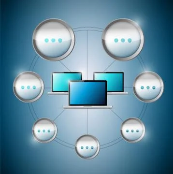 Laptop computer cycle cloud computing Stock Illustration