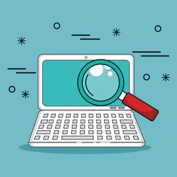 Laptop computer with data center icons 库存插图