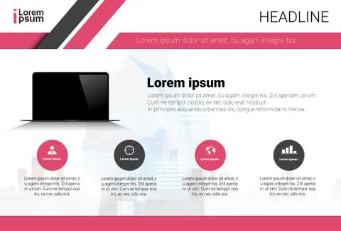 Laptop Computer Data Set Infographic Copy Space Colorful Text Business Banner Stock Illustration