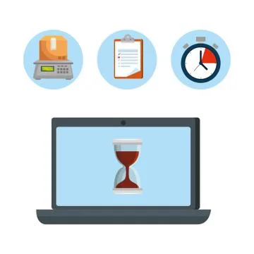 Laptop computer with delivery service app Stock-Illustration